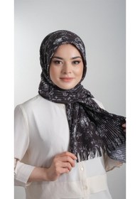 Resim Hürrem Bone Siyah-Gümüş Pratik Hazır Geçmeli Tesettür Eşarp Kesik Elyaf Pilis (553629987) Çok Renkli 