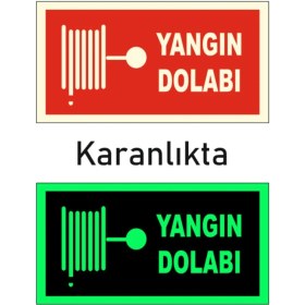Resim Fotolümen Fosforlu Yangın Dolabı Yön Levhası 