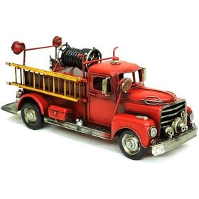 Resim Dekoratif Metal İtfaiye Aracı Kumbara Ve Çerçeveli Hediyelik 