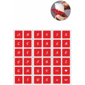 Resim Enhavalı Büyük Boy El Yazısı Harf Geçici Dövme Kına Şablonu 5'li 