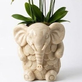 Resim Elephant Planter Vase, Decorative Flower Pot, Polyester Elephant Sculpture, Animal Decor - Object-10 