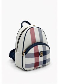Resim Silver Polo Kadın Sırt Çantası Ekose Beyaz-lacivert 945 Beyaz 