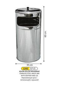 Resim Kolon Tipi Paslanmaz Küllük Izgaralı 57 Litre 