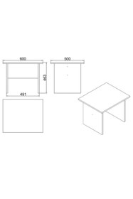 Resim Yurudesign Vario B Ofis Sehpası Yan Sehpa Beyaz 60x50 cm 