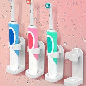 Resim Duvara monte edilebilen elektrikli diş fırçası tutucuları, yapışkanlı diş fırçası başlığı standları, matkap gerektirmeyen depolama rafları, plastik, banyo düzenleyici aksesuarlar 