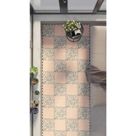 Resim Dijital Baskılı Kahve ve Antrasit Renk ile Modernize Edilmiş Balkon Halısı Yolluk Yapboz Puzzle Japon Halı 