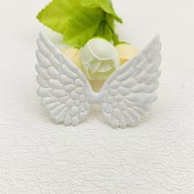 Resim 40 adet Beyaz Saten Melek Kanadı Yamaları, 5.99 cm Kabartmalı Kumaş Aplikler, DIY El Sanatları ve Dekorasyon için PVC Simli 