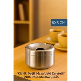Resim pazarella Inox Paslanmaz Çelik Küllük – 8 x 5 cm | Modern, Hijyenik ve Dayanıklı Tasarım 