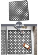 Resim Kare Vantuzlu Banyo Ve Duş Kaydırmazı, Küvet İçi Duşakabin Kaydırmaz Banyo Paspası 54x54cm Gri 