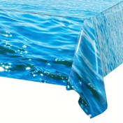 Resim 1 adet, Okyanus Temalı Masa Örtüsü, 130*220 cm, Mavi Deniz Yüzeyi Tek Kullanımlık Plastik Masa Örtüsü, Okyanus Temalı Doğum Günü Partisi Dekoru, 1. Yaş Parti Süslemeleri, Bebek Duşu Partisi Malzemeleri, Düğün Partisi Dekorasyonu 