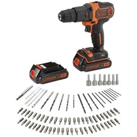 Resim Black+Decker BDCHD18BAFC-QW 18V 1.5 Ah Çift Akülü Li-Ion Darbeli Matkap Vidalama Çanta 80 Parça Set 