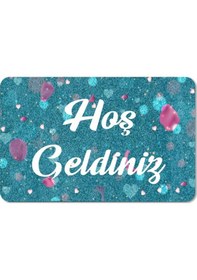 Resim Dijital Baskılı Kapı Önü Paspas Hoşgeldiniz Yazılı Çiçek Desenıç Ve Dış Kapı Paspası Yıkanabilir Beyza 