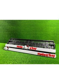 Resim Hello Kitty Beyaz 3d Kabrtmalı Pleksi Araba Plakalığı 1 Takım 