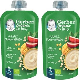 Resim Gerber Organik Yulaflı Elma ve Mango Püresi 110g x 2 Adet 