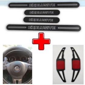 Resim Lazer Store Volkswagen Passat B7 Uyumlu Carbon Kapı Eşiği + F1 Kulakçık 