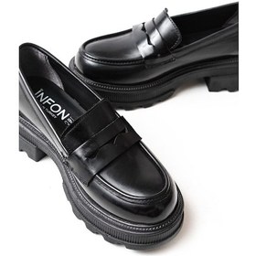 Resim 746-759 Siyah Rugan Günlük Yüksek Tabanlı Loafer Ayakkabı Beyaz 