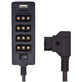Resim Pazly 8 Portlu D-tap Güç Dağıtıcı - Usb Çıkışlı V-mount Pil Bağlantı Kablosu 100cm, 80w, 10-17v Giriş, 9,8x3,7x2,3cm 