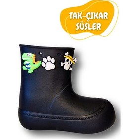 Resim Siyah Yağmur Botu + Süper Star Çoraplı Set Siyah 