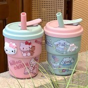 Resim Sevimli Karikatür Etiketleri ile Sevimli Kedi ve for my melody için İzoleli Termos, Büyük Kapasiteli, Taşınabilir DIY Pipetli İçecek Kapları, İş, Okuma ve Ev Kullanımı için Ev İçecekleri | Canlı Tasarım | Dayanıklı İçecek Kapları 