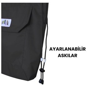 Resim Kukita Büyük Boy Su Geçirmez Çok Amaçlı Plaj Çantası Siyah 