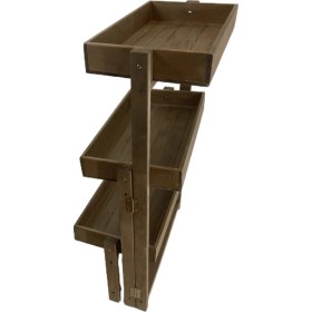 Resim Rusthing Doğal Ahşap Sebzelik Meyvelik Çiçeklik 3 Raflı Çok Amaçlı Dekoratif Dolap Raf Ceviz Renkli 