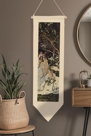 Resim Duvar Halısı Pinterest Oda Dekoru, Monet Sanat Serisi, 100cm Kanvas Flama Askılı Duvar Örtüsü NO:624 - Renkli - 2 / 30 x 100 
