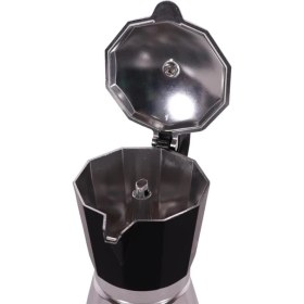 Resim 240 ml Alüminyum Moka Pot Espresso Kahve Makinesi, Şık Siyah Renk 