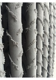 Resim Çapraz Saçak Fonluk Pamuklu Keten Gri Fon Perde 1/2,5 Orta Sık Pile Tek Kanat Gri 