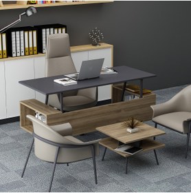 Resim lagomood Irony Maxi Ofis Masa Takımı Antrasit Ceviz 