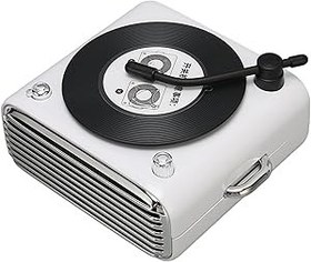 Resim Hoparlör, Destek 1000mAh Hafıza Kartı Bas Geliştirme Vinil Pikap Tarzı Mini Hoparlör Yatak Odası Için Klasik Eski Tarz (Beyaz) 