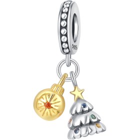 Resim Yılbaşı Ağacı ve Işıltılı Top Charm 