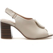 Resim Kadın Hakiki Deri Toka Detaylı Kalın Topuklu Sandalet 25y 2108518y Z Bej Bej 