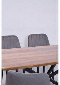 Resim Kütük Milano Mdf Mutfak Masa Sandalye Takımı 90x160 Ceviz 