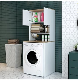 Resim Nur Mobilya Çamaşır Makinası Dolabı Beyaz 