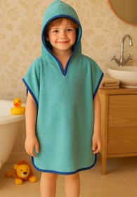 Resim CottonVerse Havlu Panço - %100 Pamuk Kapüşonlu Su Yeşili - Su Yeşili / 3-4 Yaş 