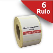 Resim 50x40 Termal Etiket | 6 Rulo Barkod Etiketi 