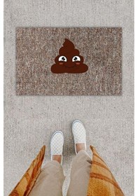 Resim Dijital Baskı Dekoratif Kaka Emoji Gri Kapı Önü Paspası K-1289 