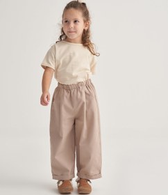 Resim Unisex Çocuk Gabardin Pilili Pantolon Bej - 3-4 Yaş 