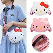Resim Sanrio Hello Kitty Sıfır Cüzdan Çapraz Vücut Çantası - Kawaii Anime Karikatür Stili, Hafif Ayarlanabilir Askı (80cm), Fermuarlı Kapama, Beyaz & Pembe, Okul, Tatil, Parti için Kompakt Çanta | Eğlenceli Tasarım, Kawaii Çanta 