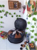 Resim Ottoman Pouffe El Yapımı Hakiki Kuzu Derisi Iskandinav Bahçe Balkon Bungalov Puf Yer Minderi 60ve40cm(DOLGUSUZ) 