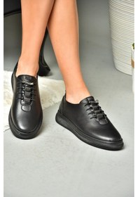 Resim Fox Shoes P555461003 Siyah Hakiki Deri Kadın Spor Ayakkabı Sneakers Siyah 
