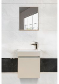 Resim Fit Banyo Dolabı Seti 45 Cm Vizon Aynalı Lavabolu Mdf Vizon 