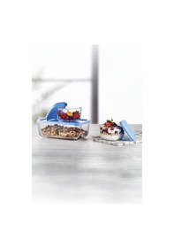 Resim 12 Parça Snowbox Mavi Kapaklı Saklama Kabı Takımı 4 Büyük + 8 Küçük Özel Set 