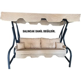 Resim Vip Home Concept 3 Kişilik Lüks Süngerli Düğmeli Salıncak Minderi Bahçe Minderi Cappuccino 