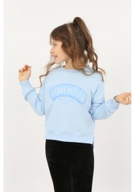 Resim Toontoy Kız Çocuk Remember Baskılı Sweatshirt Mavi 
