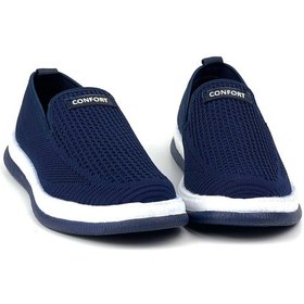 Resim Erkek Lacivert Çok Hafif Triko Bağcıksız Esnek Hafif Günlük Casual Sneaker Spor Ayakkabı Lacivert 