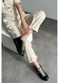 Resim Prego Taş Biye Detaylı Poli Hafif Taban Kadın Spor Ayakkabı Siyah Siyah 