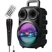 Resim Platoon PL-4574 BT USB SD 6.5 İNÇ Mikrofonlu Anfi Yüksek SES Taşınabilir RGB Işıklı Hoparlör 