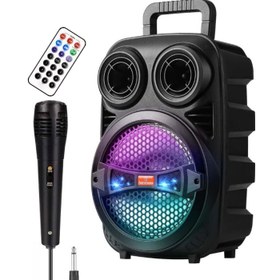 Resim Platoon PL-4574 BT USB SD 6.5 İNÇ Mikrofonlu Anfi Yüksek SES Taşınabilir RGB Işıklı Hoparlör 