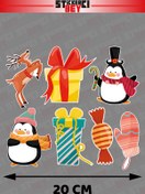 Resim STİCKERCI BEY YENİ YIL - YILBAŞI - KARDAN ADAM - NOEL BABA - KAR TANESİ ARMA FOSFOR STİCKER SETİ 